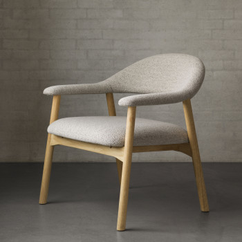 Anabate - Fauteuil lounge en tissu bouclette et bois