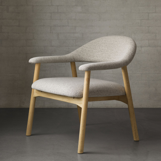Anabate - Fauteuil lounge en tissu bouclette et bois