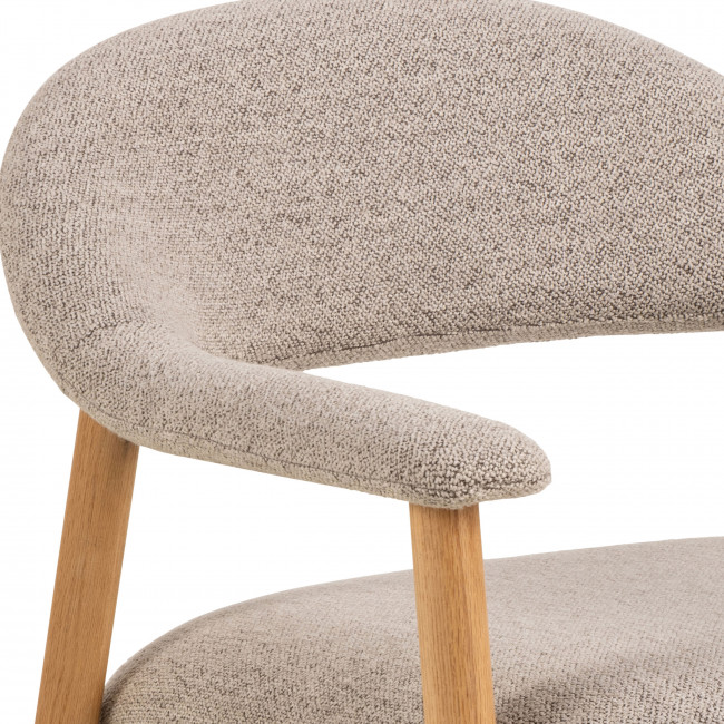 Anabate - Fauteuil lounge en tissu bouclette et bois