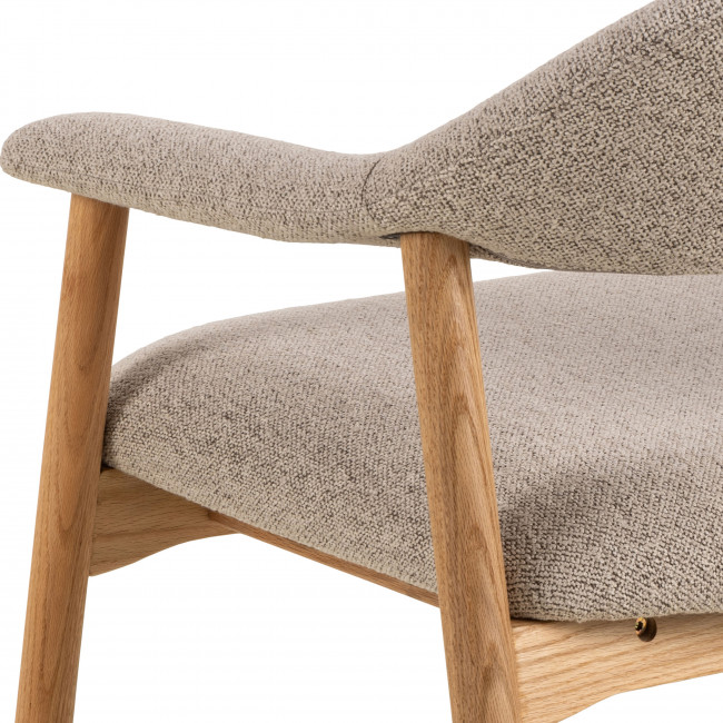 Anabate - Fauteuil lounge en tissu bouclette et bois