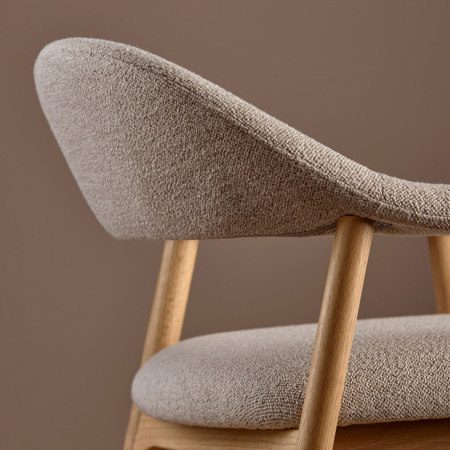 Anabate - Fauteuil lounge en tissu bouclette et bois