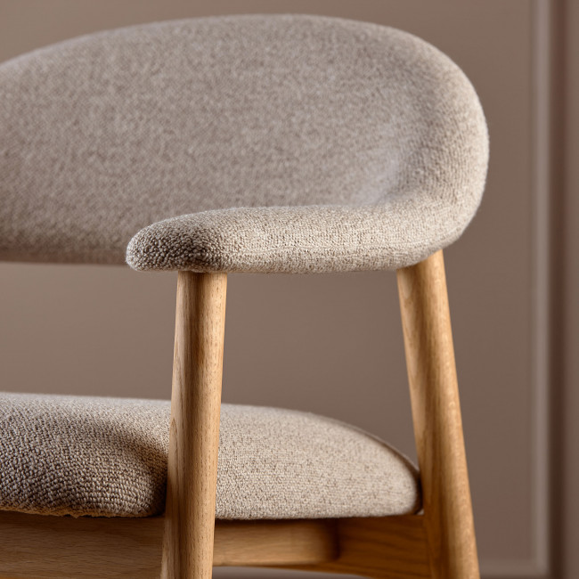 Anabate - Fauteuil lounge en tissu bouclette et bois