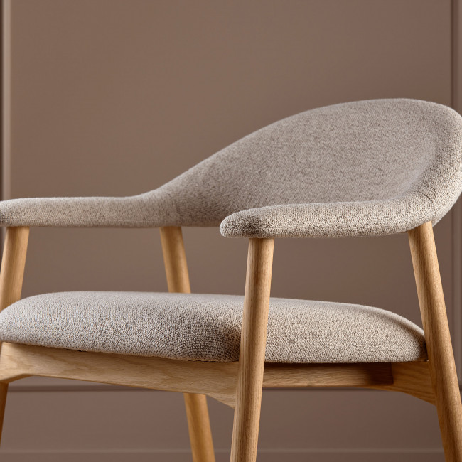 Anabate - Fauteuil lounge en tissu bouclette et bois