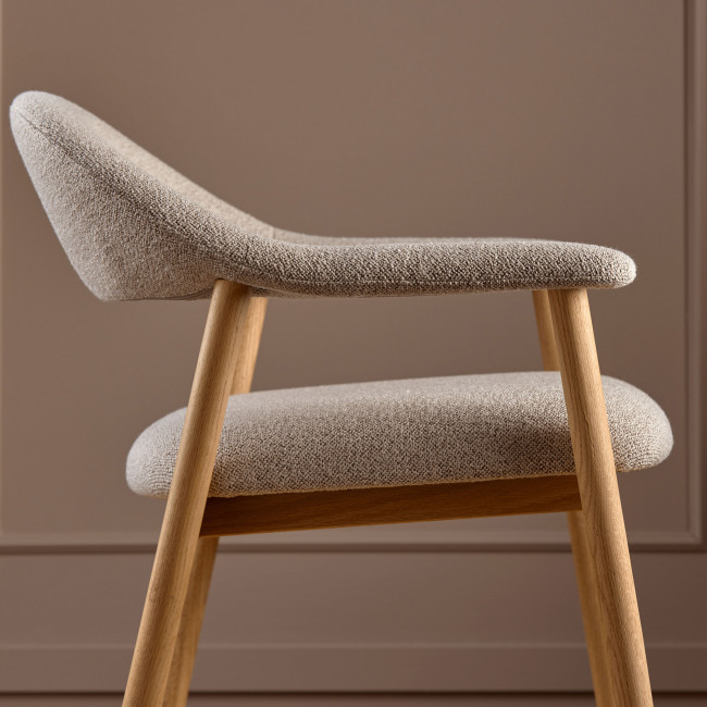 Anabate - Fauteuil lounge en tissu bouclette et bois