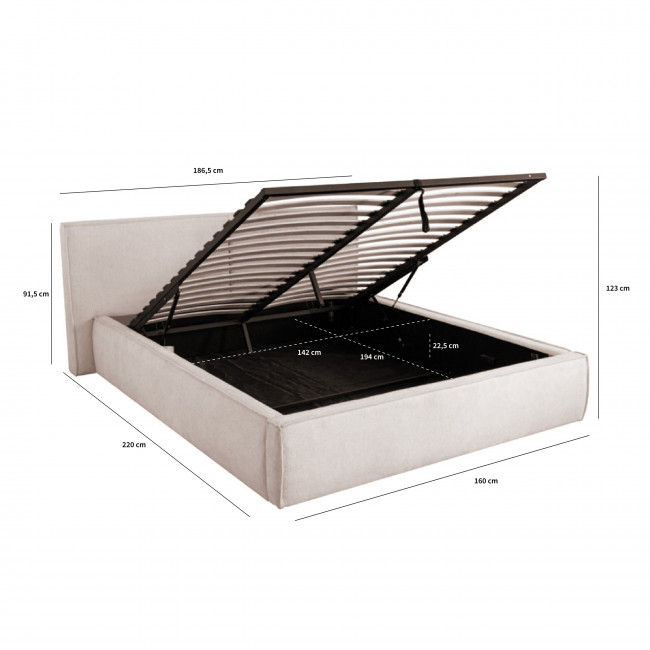 Liberia - Lit coffre en tissu 140x190cm