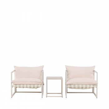 Messina - Ensemble de jardin 2 fauteuils 1 table en métal