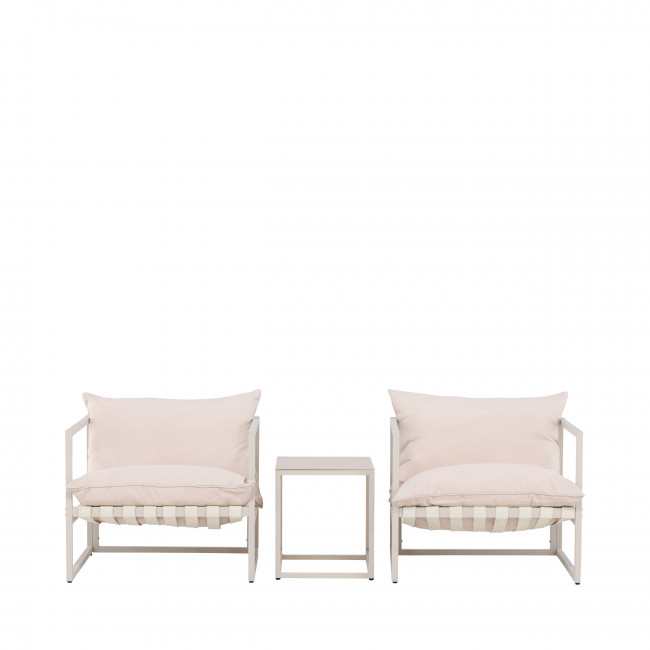 Messina - Ensemble de jardin 2 fauteuils 1 table en métal