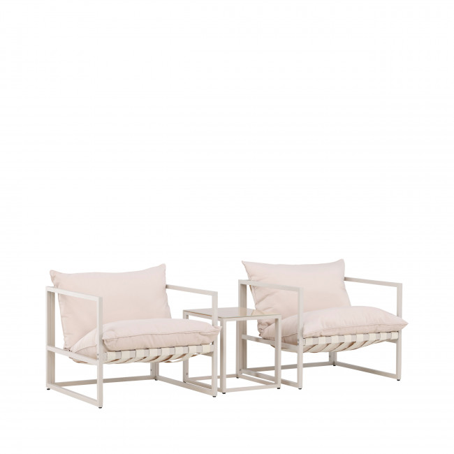 Messina - Ensemble de jardin 2 fauteuils 1 table en métal