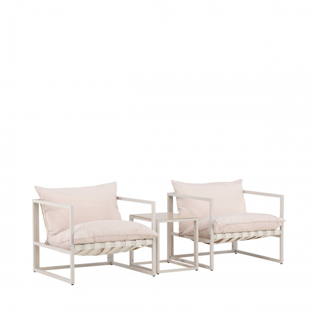 Messina - Ensemble de jardin 2 fauteuils 1 table en métal