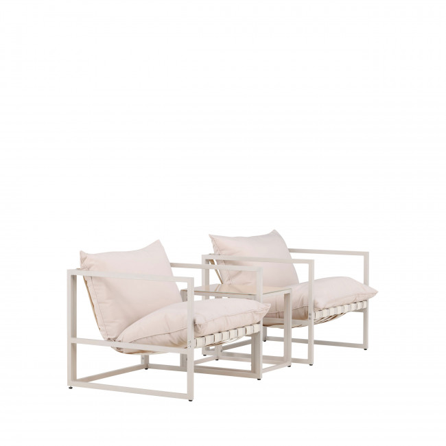 Messina - Ensemble de jardin 2 fauteuils 1 table en métal