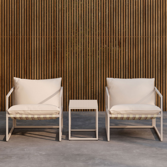 Messina - Ensemble de jardin 2 fauteuils 1 table en métal