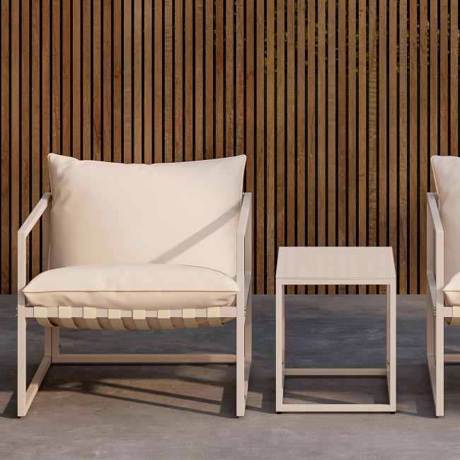 Messina - Ensemble de jardin 2 fauteuils 1 table en métal