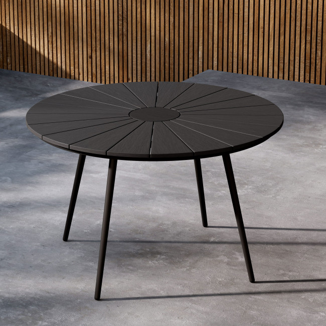 San vito - Table à manger de jardin 4 personnes ronde en aluminium et métal