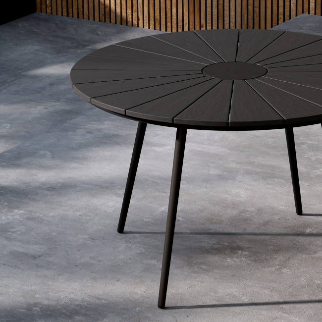 San vito - Table à manger de jardin 4 personnes ronde en aluminium et métal