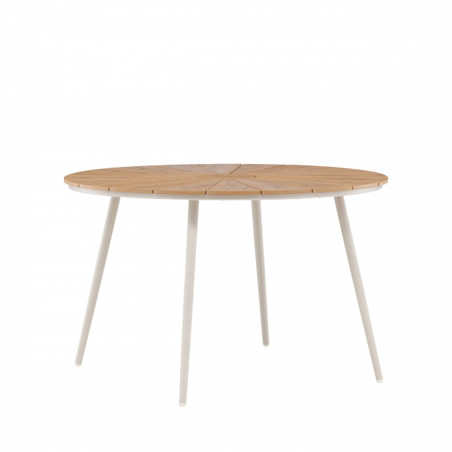 San vito - Table à manger de jardin 4 personnes en aluminium pieds beiges