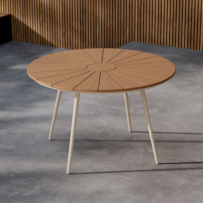 San vito - Table à manger de jardin 4 personnes en aluminium pieds beiges