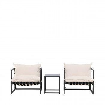 Messina - Ensemble de jardin 2 fauteuils 1 table en métal