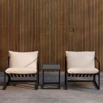 Messina - Ensemble de jardin 2 fauteuils 1 table en métal
