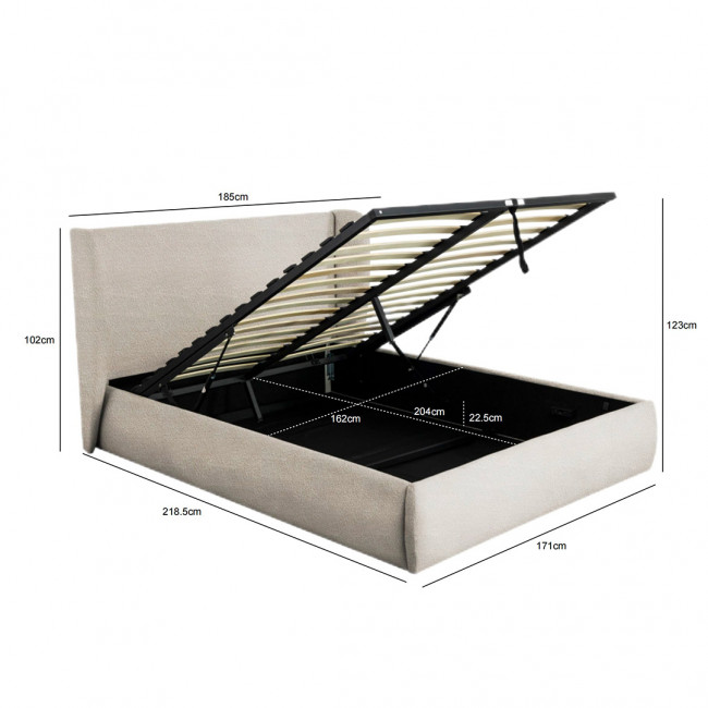 Cali - Lit coffre en tissu bouclette 160x200cm