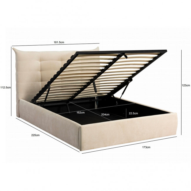 Serenita - Lit coffre en tissu 160x200cm