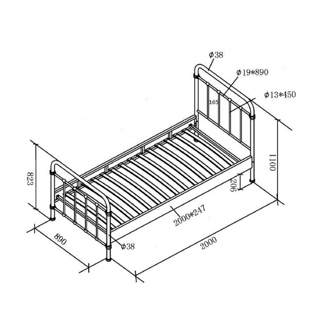 Malo - Lit enfant en métal 90x200cm