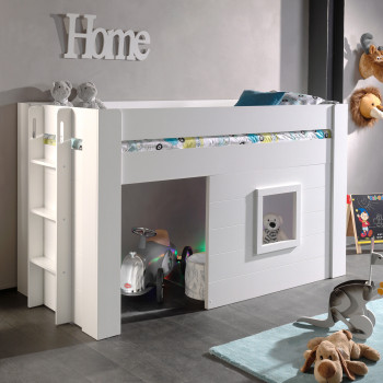 Tino - Lit enfant mezzanine en bois 90x200cm