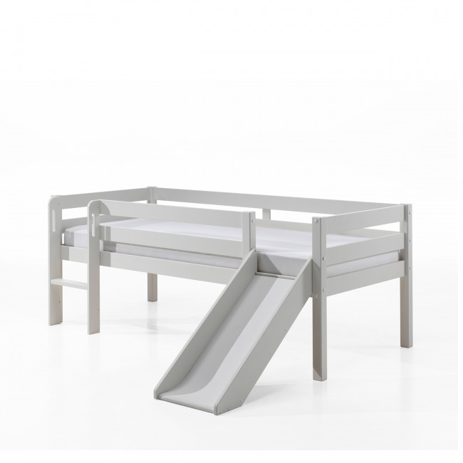 Orion - Lit enfant surélevé avec toboggan en bois 90x200cm