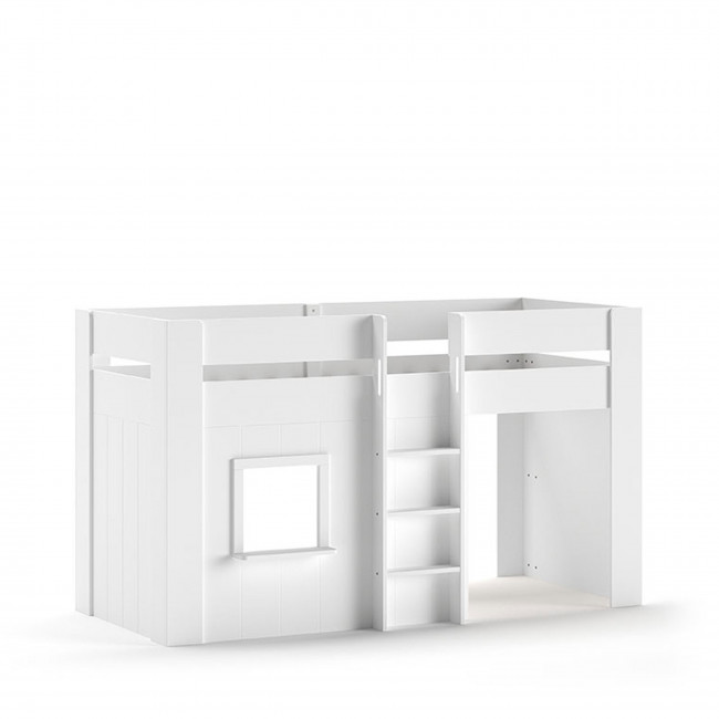 Teo - Lit enfant mezzanine avec échelle en bois 90x200cm