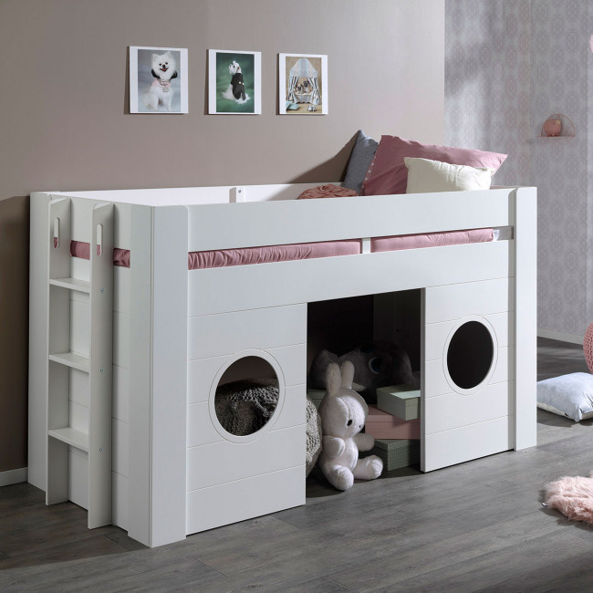 Hublot - Lit enfant mezzanine en bois 90x200cm