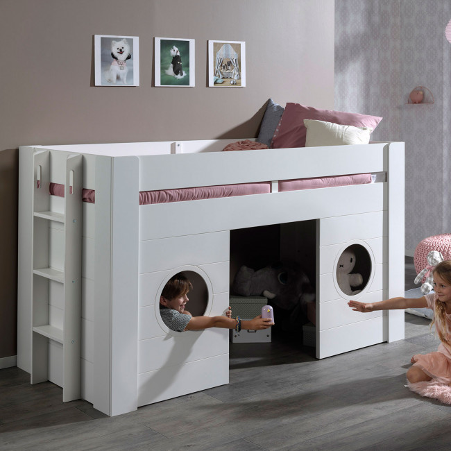 Hublot - Lit enfant mezzanine en bois 90x200cm