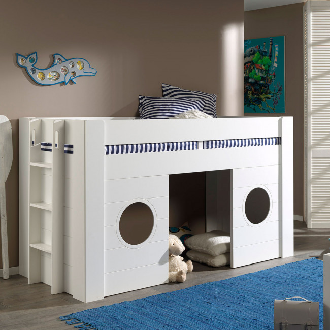 Hublot - Lit enfant mezzanine en bois 90x200cm