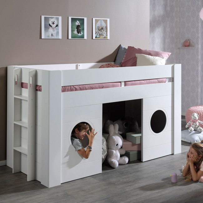 Hublot - Lit enfant mezzanine en bois 90x200cm