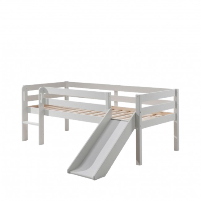 Orion - Lit enfant surélevé avec toboggan en bois 90x200cm