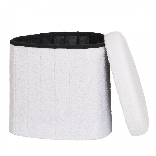 Medford - Pouf avec rangement en tissu bouclette