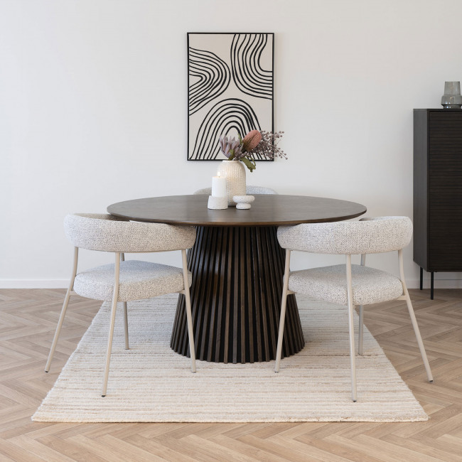 Trivio - Lot de 2 fauteuils de table en tissu pieds beiges