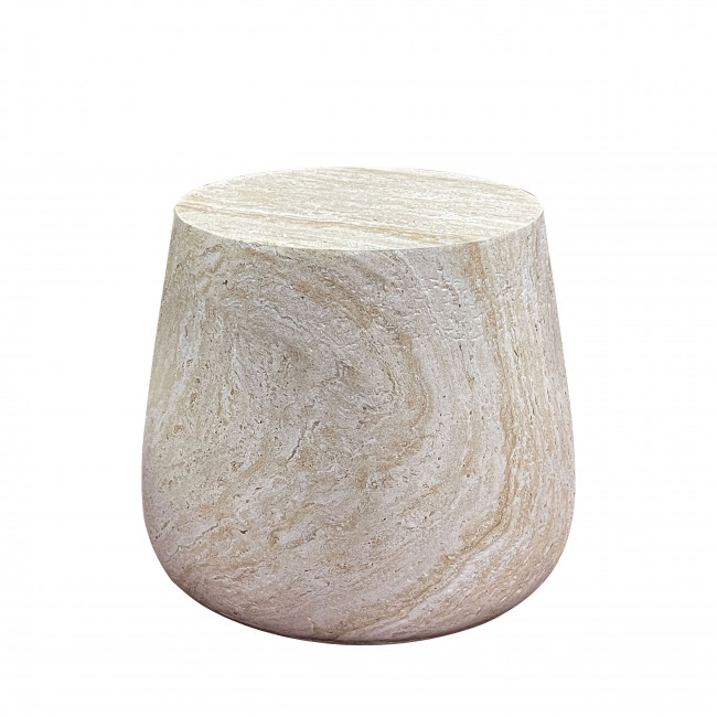 Bonn - Table d'appoint ronde effet travertin ø47,5cm