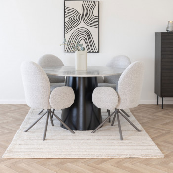 Brito - Table à manger 4 personnes ronde effet marbre 