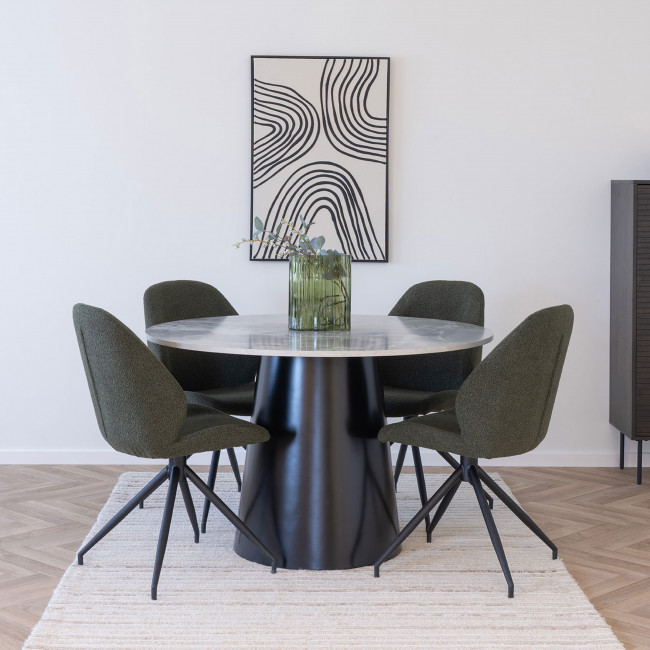 Brito - Table à manger 4 personnes ronde effet marbre 