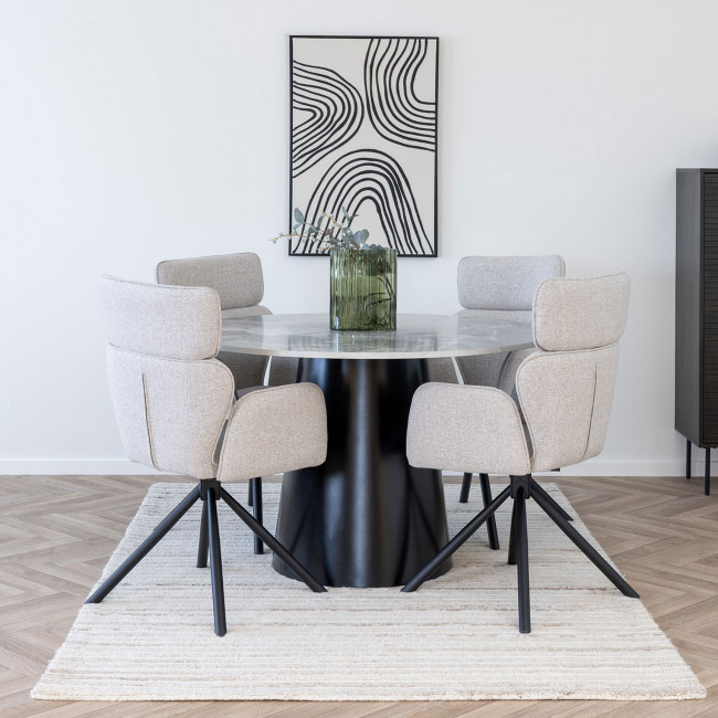 Brito - Table à manger 4 personnes ronde effet marbre 