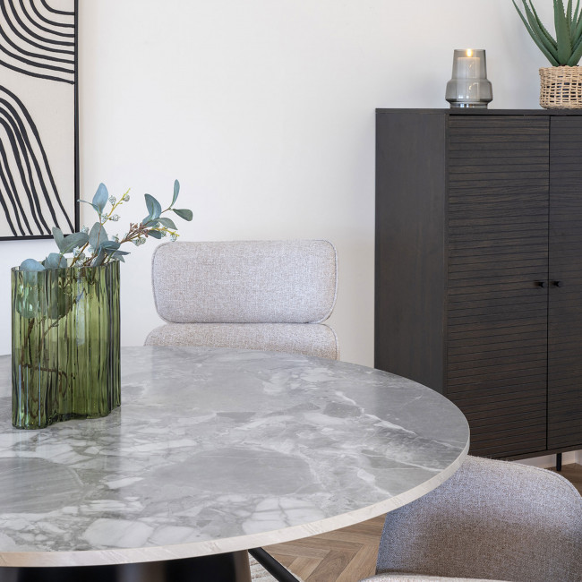 Brito - Table à manger 4 personnes ronde effet marbre 