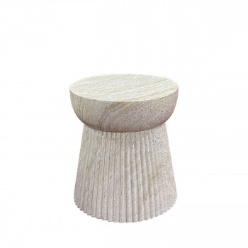 Bonn - Table d'appoint ronde effet travertin ø37cm
