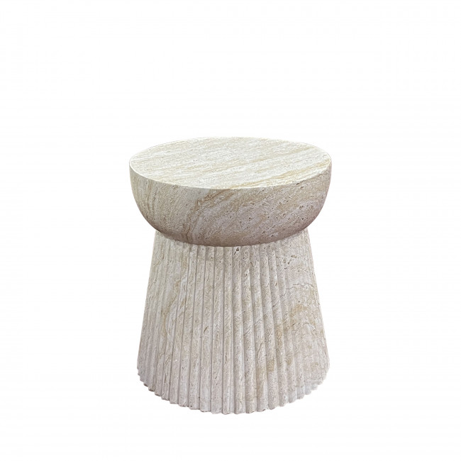 Bonn - Table d'appoint ronde effet travertin ø37cm