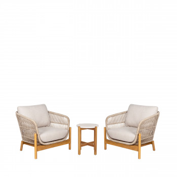 Terracina - Ensemble de jardin 2 fauteuils 1 table en bois 