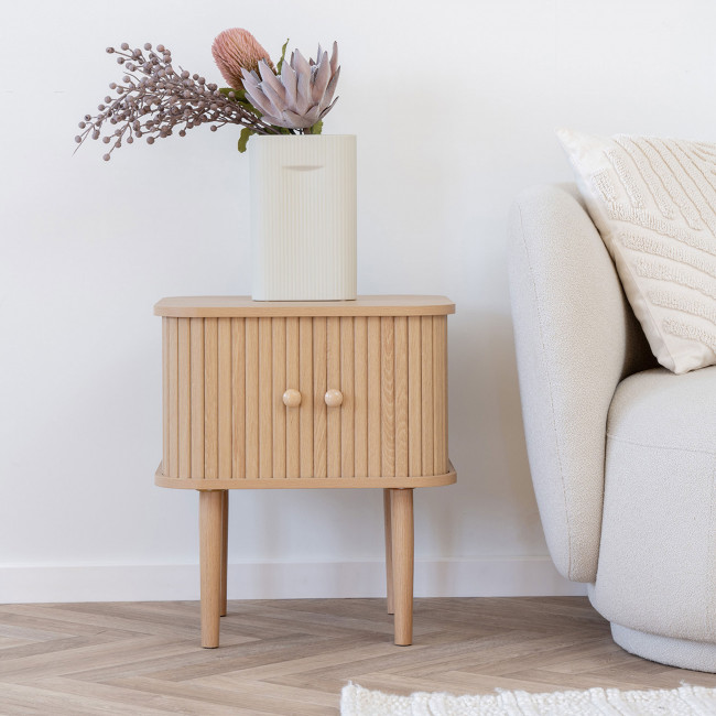 Nikko - Table de chevet 2 portes coulissantes en bois