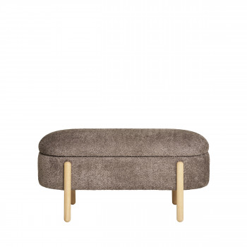 Branca - Banc coffre en tissu et bois L98cm