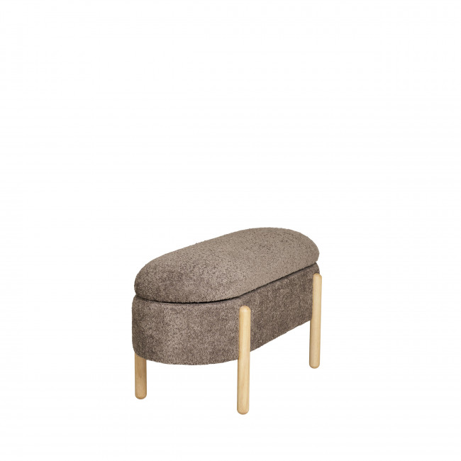 Branca - Banc coffre en tissu et bois L98cm