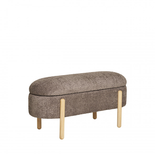 Branca - Banc coffre en tissu et bois L98cm