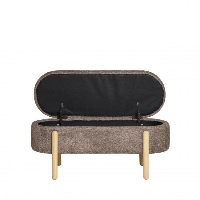 Branca - Banc coffre en tissu et bois L98cm