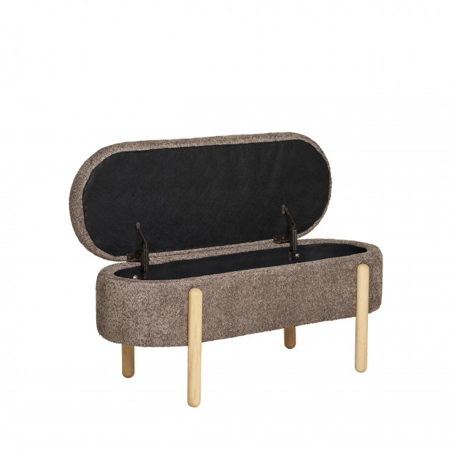 Branca - Banc coffre en tissu et bois L98cm