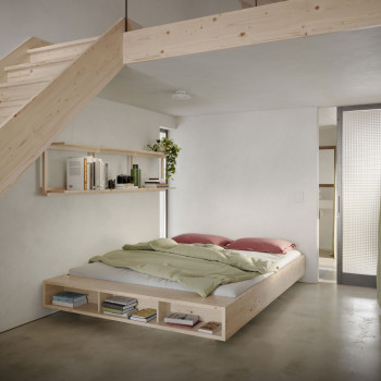 Merge - Lit avec rangement en bois 160x200cm